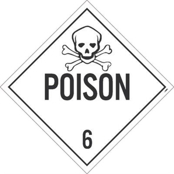 Nmc Poison 6 Dot Placard Sign, Pk50, Material: Adhesive Backed Vinyl DL8P50